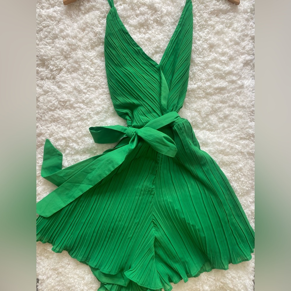 Green Pleated Romper